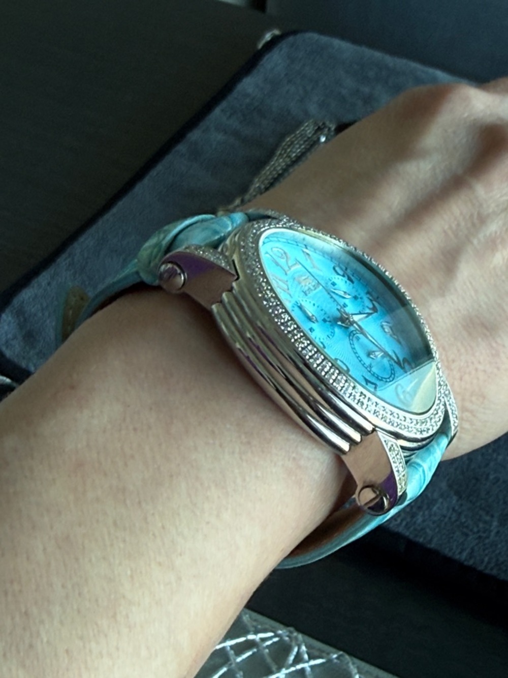 Women's Blue Crystal-Accent Chronograph Watch Ice Link Brand - Picture 8 of 10